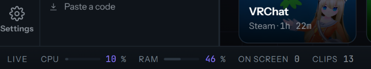 The Vorla Launcher footer, a horizontal strip of live readings across the bottom of the screen